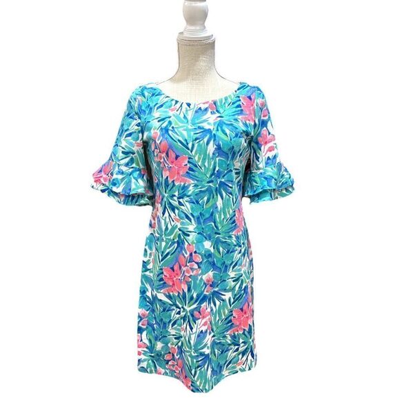 Papagallo Erika Ruffled Floral Print Shift Dress - Picture 4 of 8